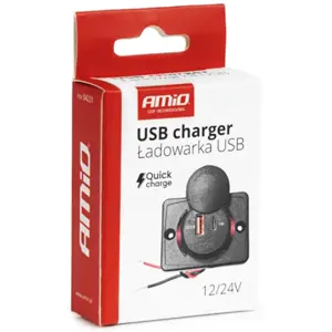 Toma de panel saliente 12/24V para USB-A + USB-C QC3.0 - luz de fondo roja
