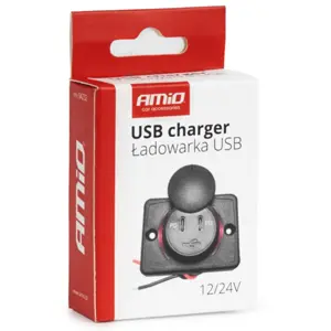 Tomada de panel saliente 12/24V para 2x USB-C QC3.0 - Luz de fondo roja