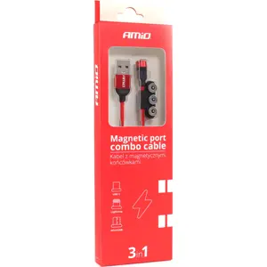 Cabo USB magnético 3-em-1 Lightning + USB-C + micro-USB - 1m