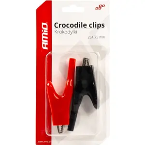 Garras de Crocodilo isolados 25A (75mm) - Preto + Vermelho