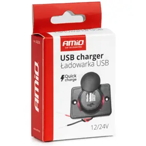 Toma de panel saliente 12/24V para 2x USB-A QC3.0 - Luz de fondo roja