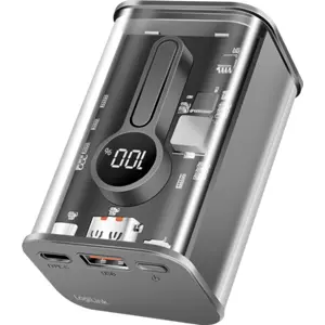 Powerbank 10.000mAh (USB-A + USB-C) QC/PD 3.0 c/ Display LED - Transparente