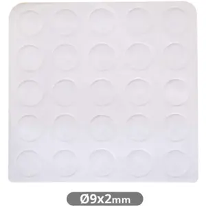 Pack de 25 topes de silicona adhesivos transparentes Ø9x2mm