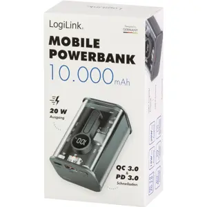 Powerbank 10.000mAh (USB-A + USB-C) QC/PD 3.0 con Display LED - Transparente