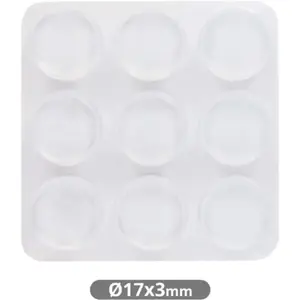 Pack de 9 batentes de silicone adesivos transparentes Ø17x3mm