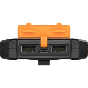Powerbank solar 8000mAh (2x USB-A + USB-C) c/ lanterna IP65 - Laranja