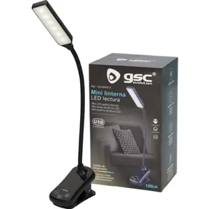Lanterna de leitura LED c/ braço flexível e pinça de fixação (3 Temp. de Cor)