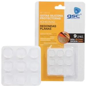 Pack de 9 batentes de silicone adesivos transparentes Ø17x3mm