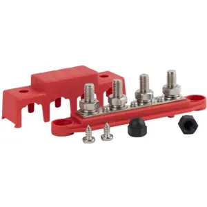 Barramento de distribuição DC (BUS BAR) 4xM10 - 12/48V 250A - Vermelho