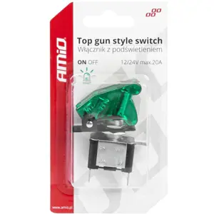 Interruptor de palanca ''Top Gun'' 2 posiciones estables ON-OFF 12/24V 20A - Verde