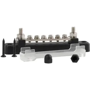 Barramento de distribuição DC (BUS BAR) 6xM4 + 2xM6 - 12/48V 150A - Preto