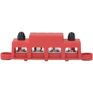 Barramento de distribuição DC (BUS BAR) 4xM10 - 12/48V 250A - Vermelho