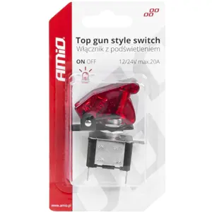 Interruptor de alavanca ''Top Gun'' 2 posições estáveis ON-OFF 12/24V 20A - Vermelho