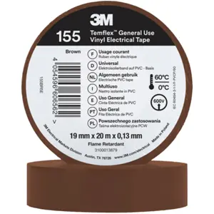 Fita isoladora PVC 19mm 20m castanho
