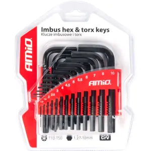 Conjunto de 22 chaves HEX Allen e TORX c/ furo