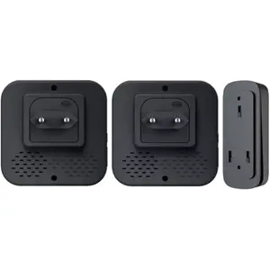 Conjunto de 2 campainhas 230Vac sem fio com botão auto-alimentado (cinético) - IP20 - preto - alcance 150m