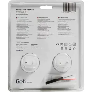 Conjunto de 2 campainhas 230Vac sem fio c/ 58 melodias - IP55 - branco - alcance 300m