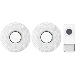 Conjunto de 2 campainhas 230Vac sem fio c/ 58 melodias - IP55 - branco - alcance 300m