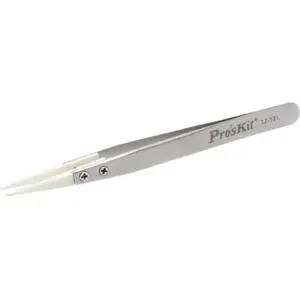Pinza de precisión cerámica ESD, puntas rectas, 130mm