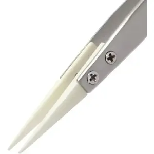 Pinza de precisión cerámica ESD, puntas rectas, 130mm