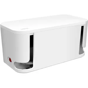 Caixa organizadora de cabos c/ bloco de 5 tomadas + 3x USB - cabo 1.5m - branco - 285x145x130mm