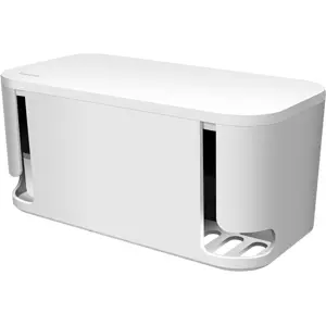Caixa organizadora de cabos c/ bloco de 5 tomadas + 3x USB - cabo 1.5m - branco - 285x145x130mm