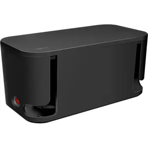 Caixa organizadora de cabos c/ bloco de 5 tomadas + 3x USB - cabo 1.5m - preto - 285x145x130mm