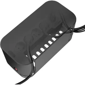 Caixa organizadora de cabos c/ bloco de 5 tomadas + 3x USB - cabo 1.5m - preto - 285x145x130mm