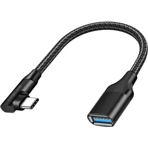 Cabo adaptador OTG USB-C 90º - USB-A 3.2 hembra - cable Nylon