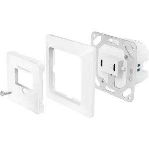 Tomada de embutir universal 230VAC -> 2x USB-C PD3.0 20W - Branco