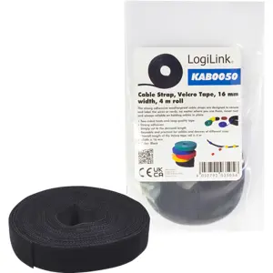 Fita velcro macho/fêmea - Preto - 16mm x 4m