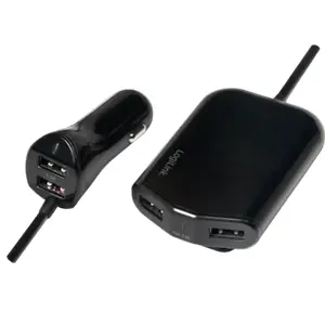 Cargador de encendedor 2x USB 2.4A con extensión para asientos traseros 2x USB 2.4A
