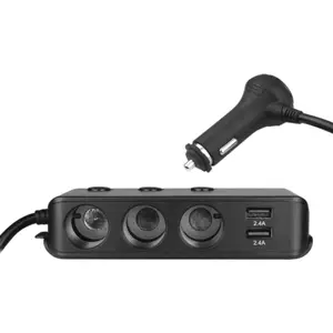 Distribuidor de mechero 12/24VDC de 3 salidas con interruptor + USB-A/C