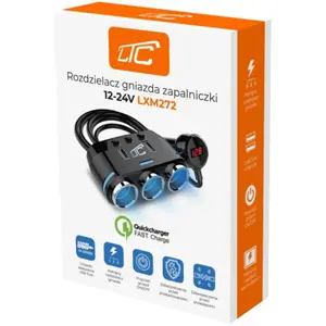 Distribuidor de mechero 12/24VDC de 3 salidas con interruptor + 2x USB-A