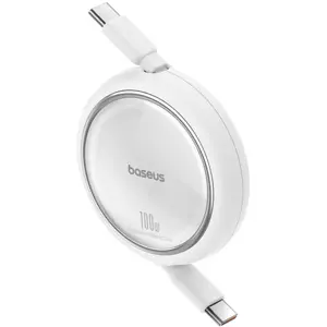 Cabo retráctil USB-C macho <-> USB-C macho 100W PD - branco - 1.0m