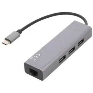 Adaptador/conversor multiport USB-C 3.1 macho ➝ 3x USB-A + RJ45