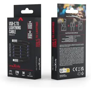 Cabo de enrolamento magnético USB-C - Lightning 27W 480Mbps - Preto - 1.0m