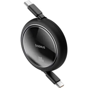 Cabo retráctil USB-C macho <-> USB-C macho 100W PD - preto - 1.0m