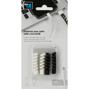 Conjunto de 4 protetores de cabos USB (Branco + Preto)