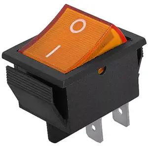 Interruptor basculante 2 posições estáveis - ON-OFF - 12VDC 35A (4 pinos) - luminoso Laranja