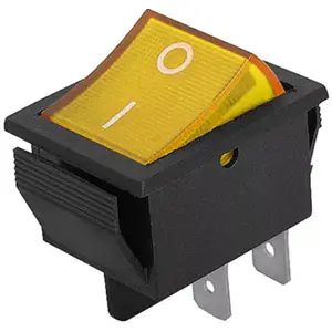 Interruptor basculante 2 posições estáveis - ON-OFF - 12VDC 20A (4 pinos) - luminoso amarelo