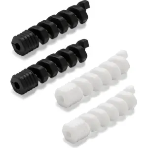 Conjunto de 4 protetores de cabos USB (Branco + Preto)