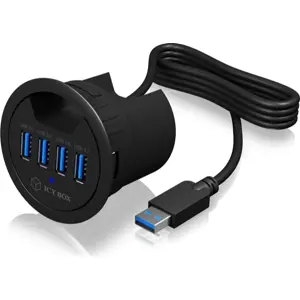 Hub USB 3.0 de embutir (Ø60mm) c/ 4×USB-A