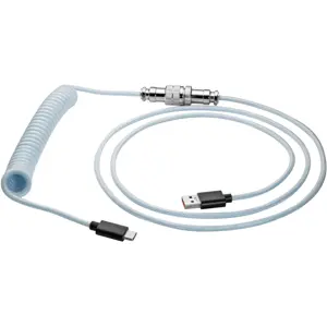 Cable Retro en espiral USB-A - USB-C (con conexión de ficha Micro) - Azul - 3 m