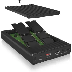 Caja para 2 SSD M.2 NVMe con función de clonación y USB-C / USB-A combo