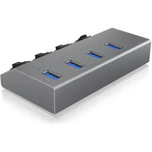 Hub USB 3.0 de 4 puertos con interruptores independientes + cable USB-A