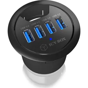Hub USB 3.0 de embutir (Ø60mm) c/ 4×USB-A