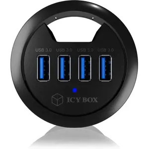 Hub USB 3.0 de embutir (Ø60mm) c/ 4×USB-A