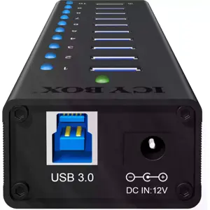 Hub USB 3.0 de 10 portas c/ porta de carregamento rápido + cabo USB-A