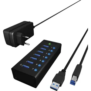 Hub USB 3.0 de 7 puertos con puerto de carga rápida + cable USB-A